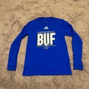 Buffalo Sabres Adidas Shirt Adult Small Blue Pullover Long Sleeve NHL Logo